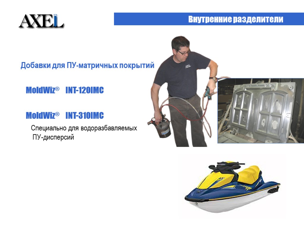 MoldWiz® INT-120IMC MoldWiz® INT-310IMC Добавки для ПУ-матричных покрытий Специально для водоразбавляемых ПУ-дисперсий